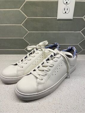Brand New J. Crew Lace Up Road Trip Sneakers - White and Blue Floral Size 11